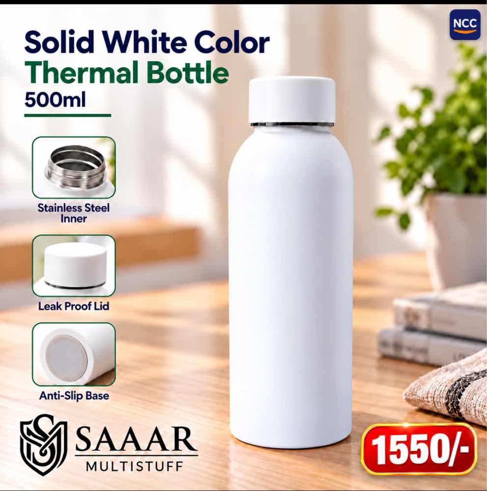 Solid white color thermal bottle 500ml