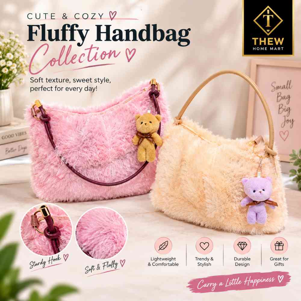 Fluffy handbags cute style
